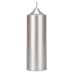 Mega Candles - 2" x 6" Unscented Round Dome Top Pillar Candle - Silver