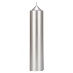 Mega Candles - 2" x 9" Unscented Round Dome Top Pillar Candle - Silver