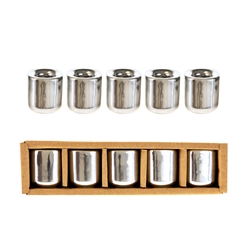 Mega Candles - 5 pcs Ceramic 1/2" Chime / Spell Candle Holder - Silver