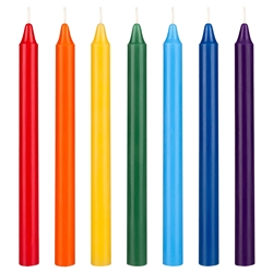 Mega Candles - 7 pcs Unscented Straight Taper Chakra Candles Hand Poured Premium Wax Candles 10 Inch x 7/8 Inch - Asst