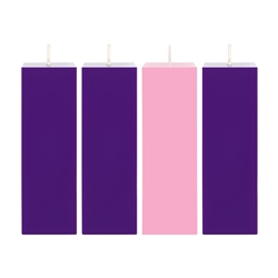 Mega Candles - 4 pcs 2" x 6" Unscented Advent Square Pillar Candle - Asst