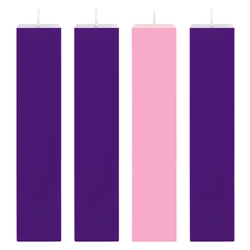 Mega Candles - 4 pcs 2" x 9" Unscented Advent Square Pillar Candle - Asst