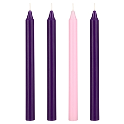 Mega Candles - 4 pcs 10" Unscented Advent Straight Taper Candle - Asst