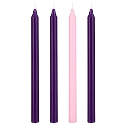 Mega Candles - 4 pcs 12" Unscented Advent Straight Taper Candle - Asst
