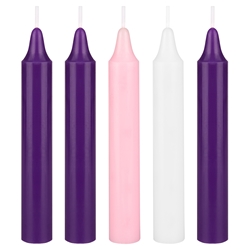 Mega Candles - 5 pcs 5" Unscented Advent Taper Candle - Asst