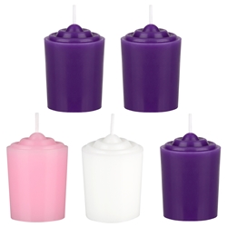 Mega Candles - 5 pcs Hand Poured Unscented Advent Votive Candle - Asst