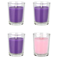 Mega Candles - 4 pcs Unscented Advent Glass Container Votive Candle - Asst