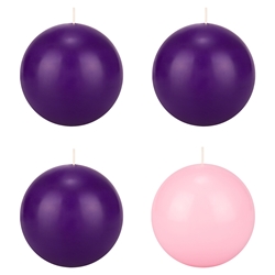 Mega Candles - 4 pcs 4" Unscented Advent Round Ball Candle - Asst
