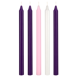 Mega Candles - 5 pcs 12" Unscented Advent Straight Taper Candle - Asst