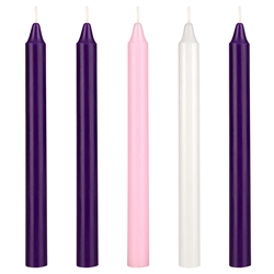 Mega Candles - 5 pcs 8" Unscented Advent Straight Taper Candle - Asst