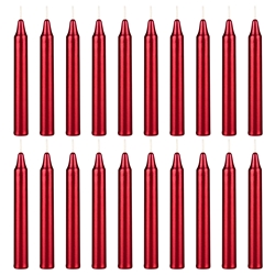 Mega Candles - 20 pcs 4 Inch Unscented Exquisite Mini Taper Chime Spell Candles - Metallic Red