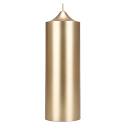 Mega Candles - 3" x 9" Unscented Round Bell Top Pillar Candle - Gold