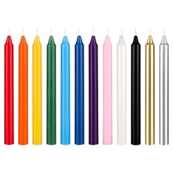 Mega Candles - 12 pcs 8 Inch Unscented Exquisite Straight Taper Chime Spell Candles - Assorted