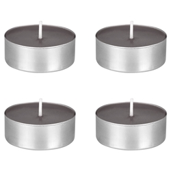 Mega Candles - 4 pcs Unscented Mega Tea Light Candle in Brown Box - Dark Gray