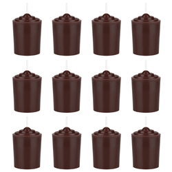 Mega Candles - 12 pcs 15 Hours Unscented Votive Candle in White Box - Brown