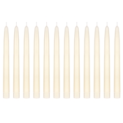 Mega Candles - 12 pcs 10" Unscented Self Fitting Taper Candle in White Box - Ivory