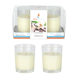 Mega Candles - 2 pcs Scented Poured Votive Glass Container Candle in Box - Vanilla