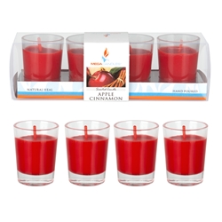 Mega Candles - 4 pcs Scented Mini Glass Container Candle in Box - Apple Cinnamon