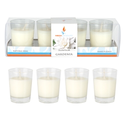 Mega Candles - 4 pcs Scented Mini Glass Container Candle in Box - Gardenia